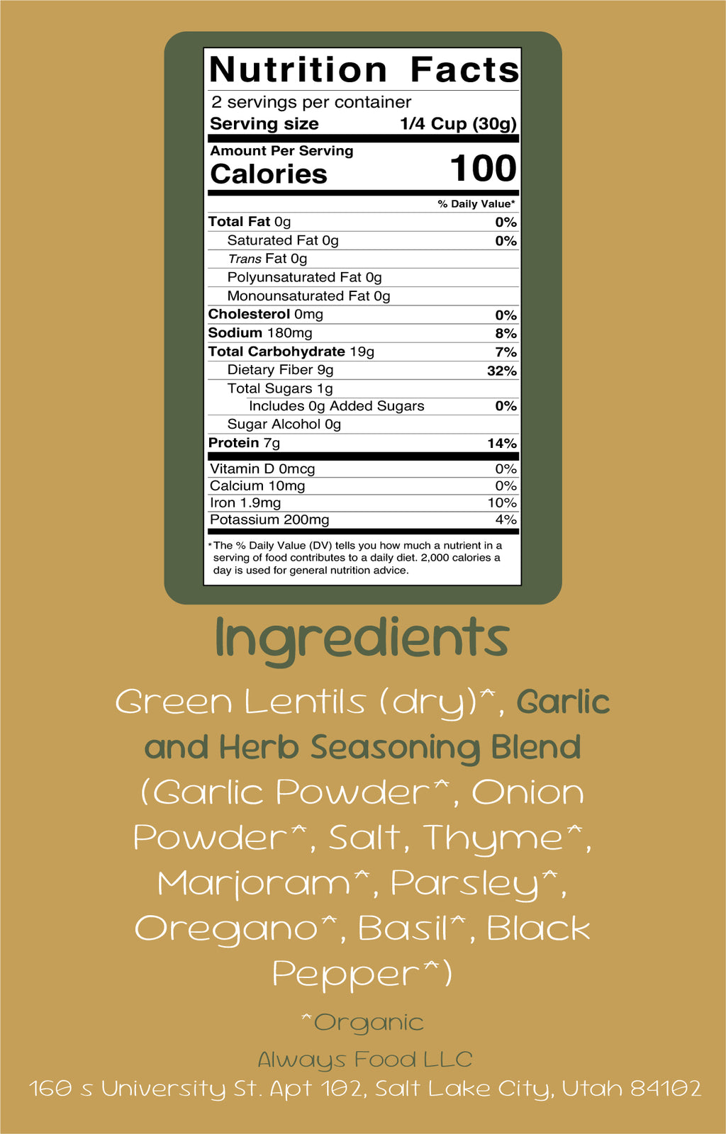Always Lentils - Garlic and Herb (6 pc large)
