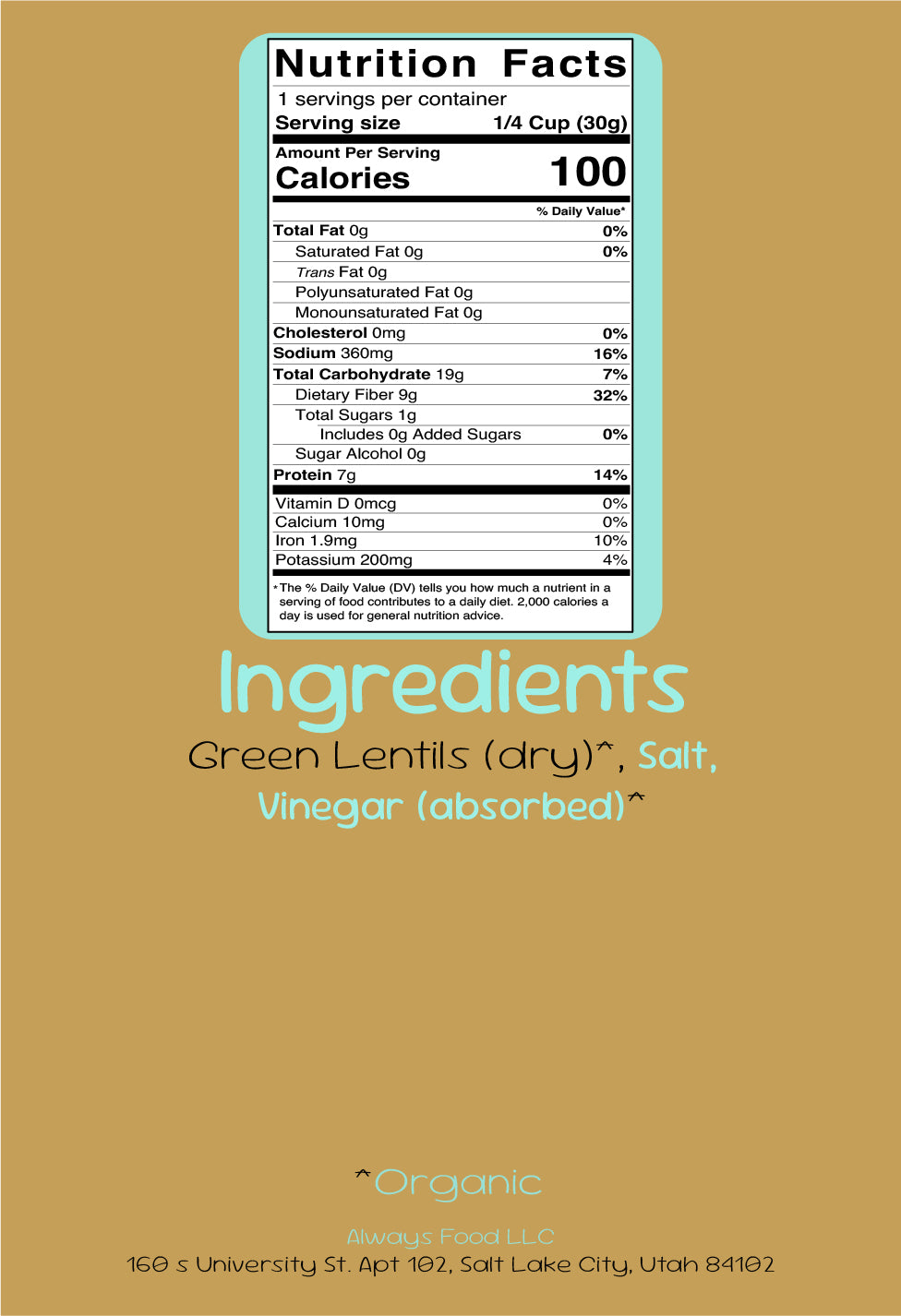 Always Lentils - Salt and Vinegar (12 pc small)