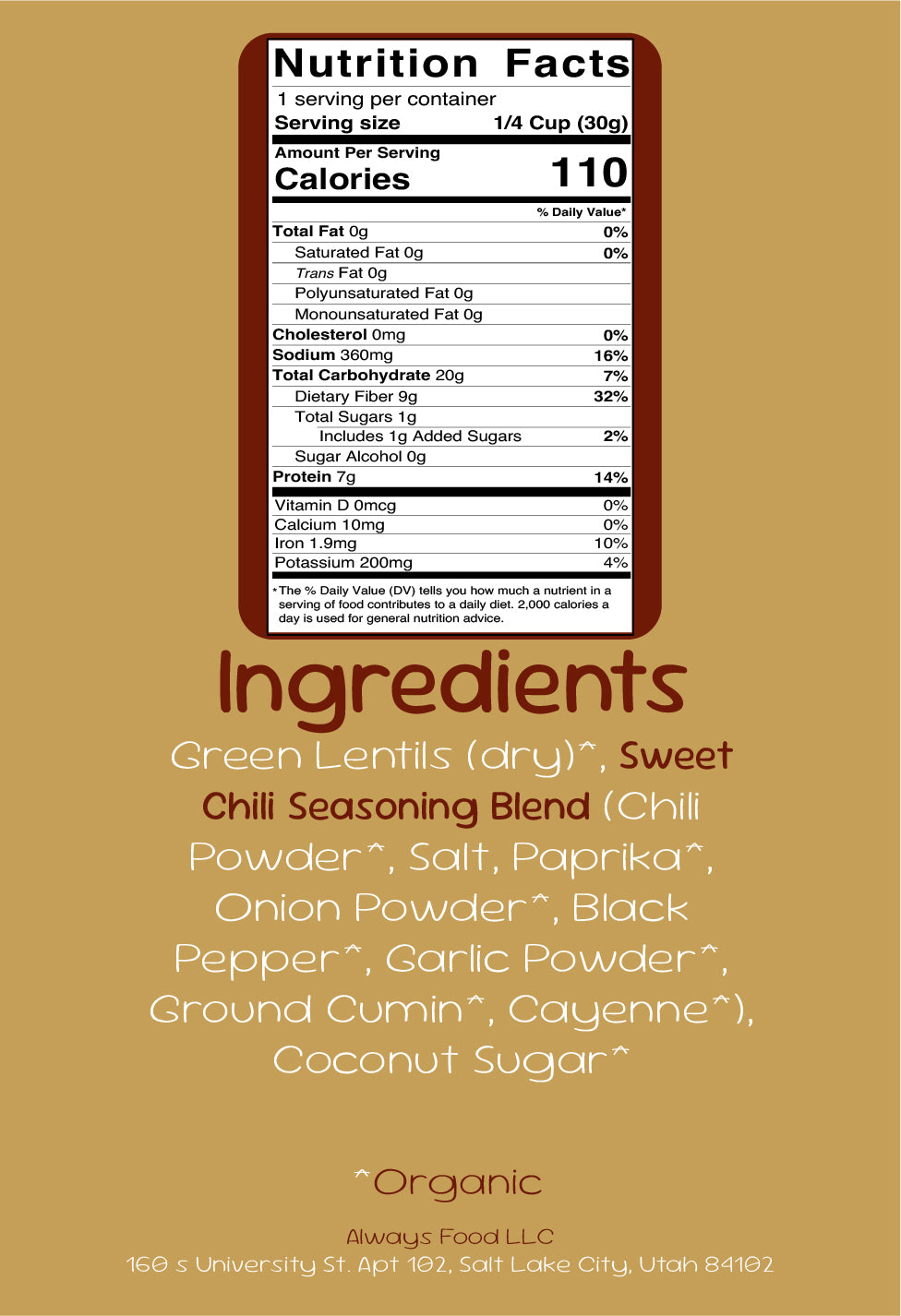 Always Lentils - Sweet Chili (12 pc small)