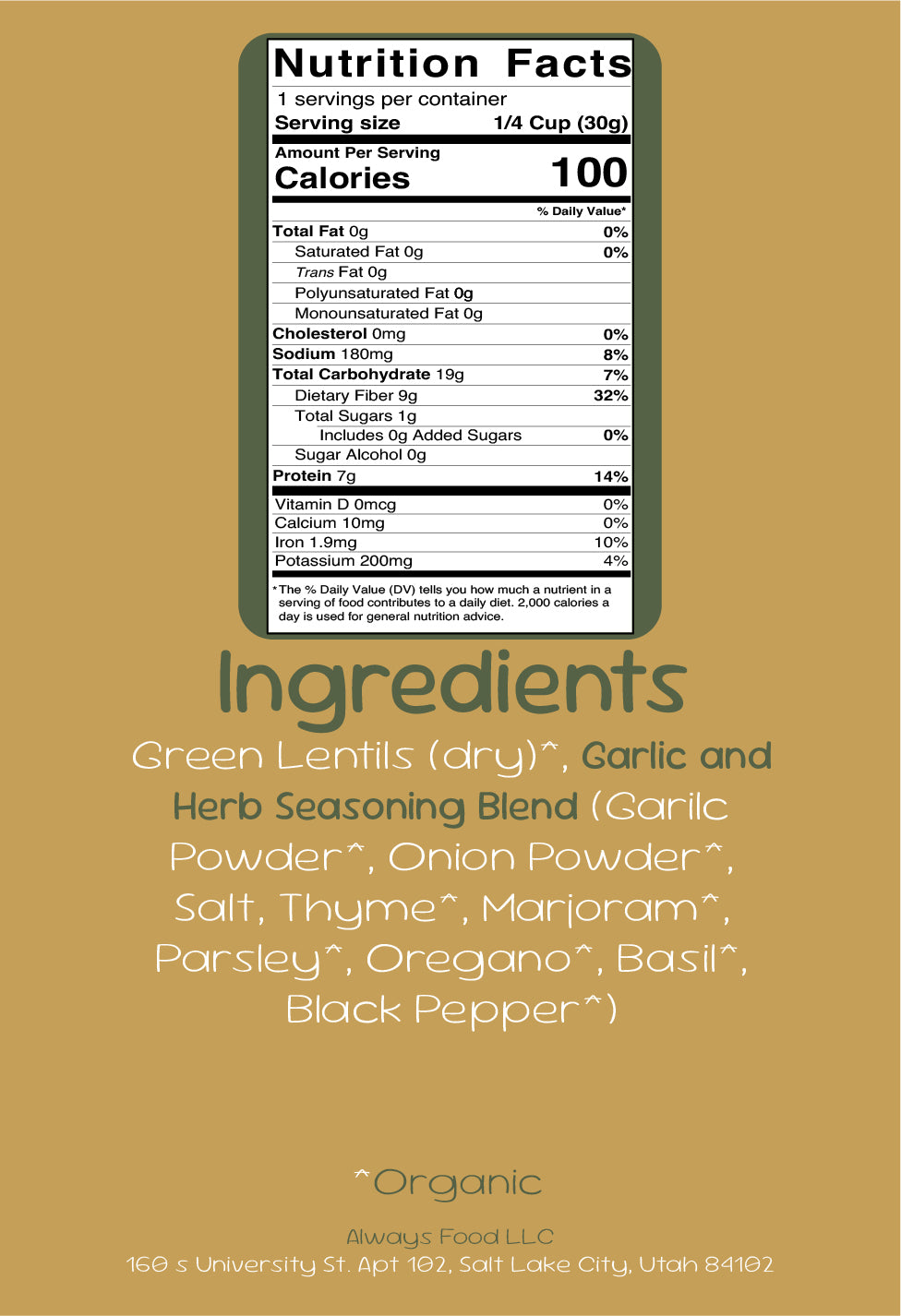 Always Lentils - Garlic and Herb (12 pc small)