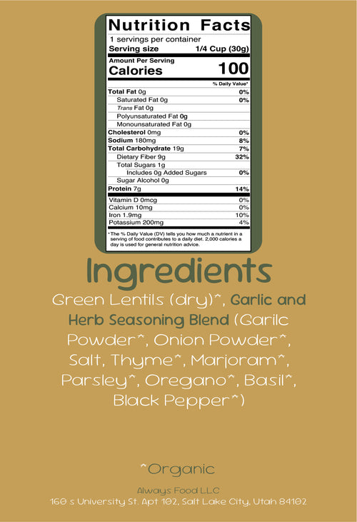Always Lentils - Garlic and Herb (12 pc small)