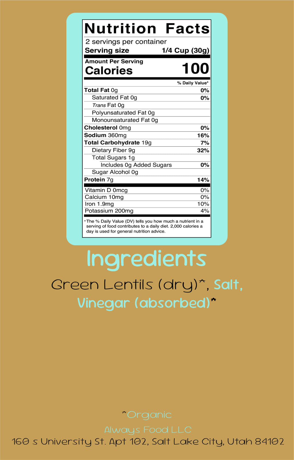 Always Lentils - Salt and Vinegar (6 pc large)