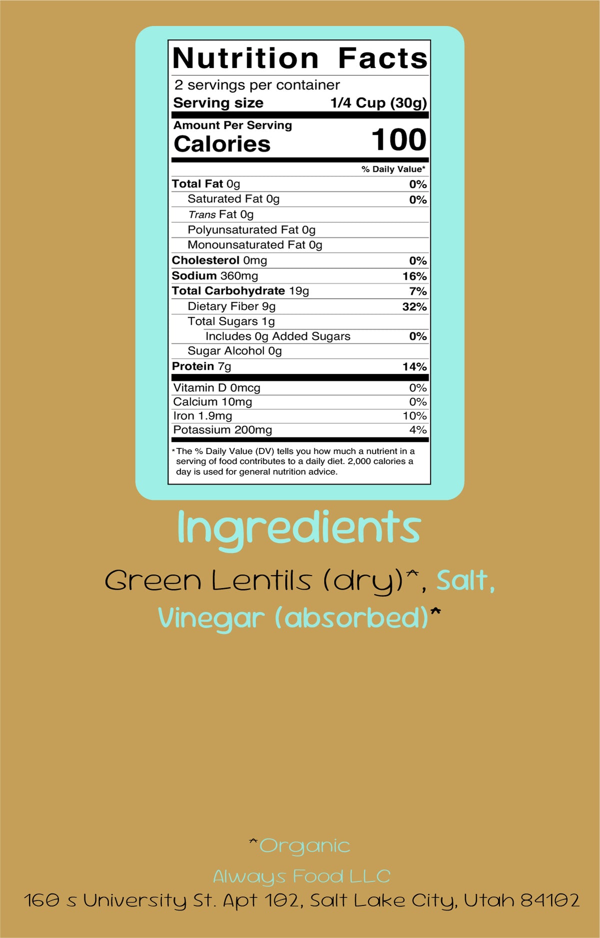 Always Lentils - Salt and Vinegar (6 pc large)